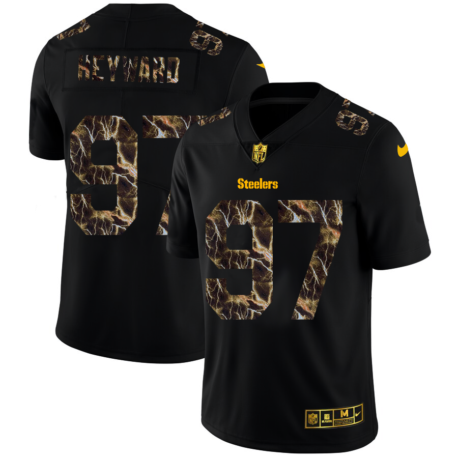 2020 Pittsburgh Steelers #97 Cameron Heyward Men Black Nike Flocked Lightning Vapor Limited NFL Jersey->pittsburgh steelers->NFL Jersey